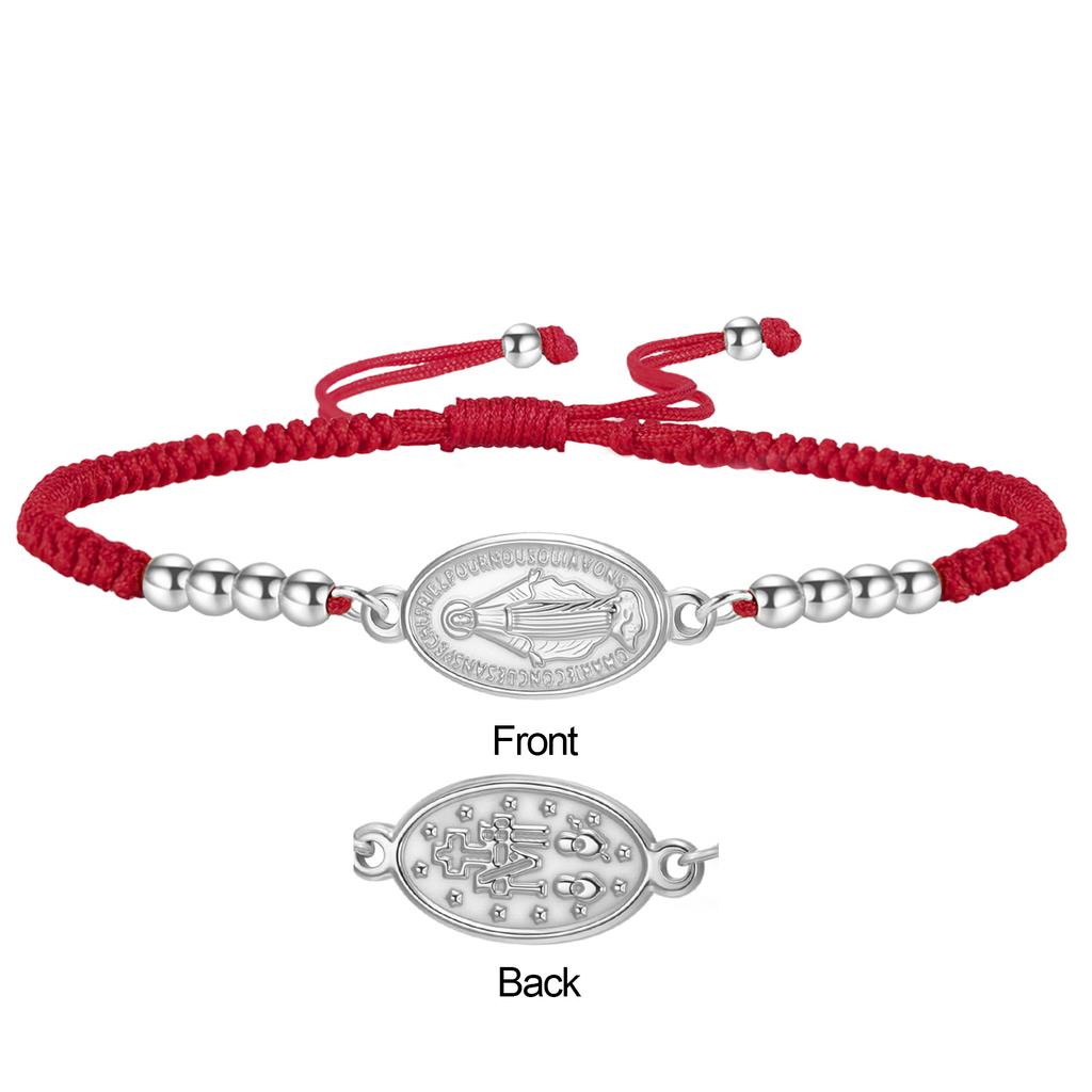 Edelstahl Jungfrau Maria Anhänger Armband Schwarz Rot Geflochtene Seil Armbänder Mutter Jesu Katholisch Gesegneter Schmuck Geschenk