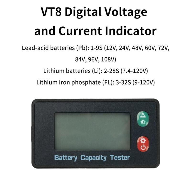 Adjustable 8-120V LCD Display Digital Volt Meter Capacity Tester Temperature Gauge For Electric Vehicles Scooter