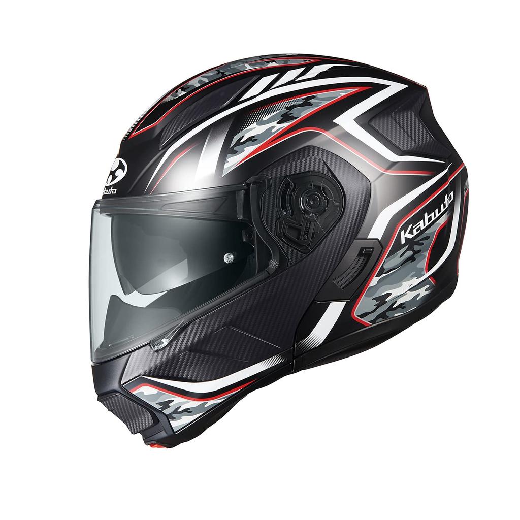 OGK Kabuto RYUKI ENERGY Motorcycle Helmet System, Flat Black/Red (Size: L)