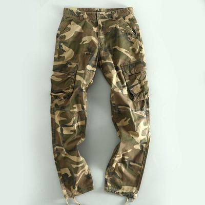 Outdoor Tear-Resistant Sports Straight-Leg Spring and Autumn Multi-Pocket Pants, High-Quality Military Camouflage Men's Long Casual Pants
