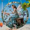 Bohemian Flower Fairy Sun Catcher - Vibrant Floral & Butterfly Acrylic Wall Art, Fairy Garden Decor for Outside, Whimsical Design, Nurseries, Vinta