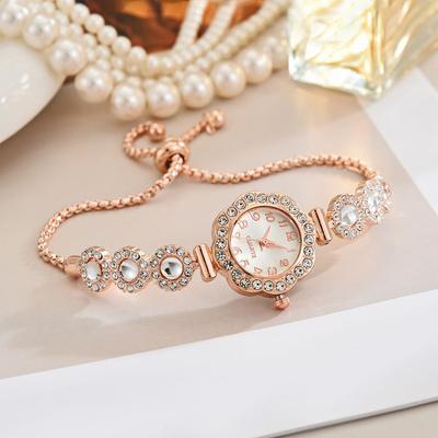 Frauen Kristall Strass Armband Uhren Kette Quarzuhr Armbanduhr