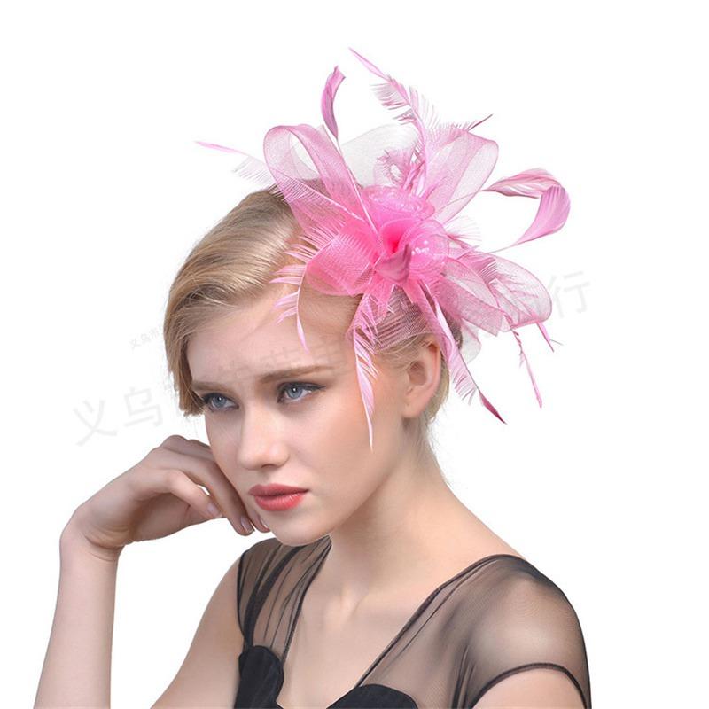 Feather Headdress Handmade Feather Banquet Personal Photo Top Hat Hair Boutique Mesh Feather Headwear Accessories