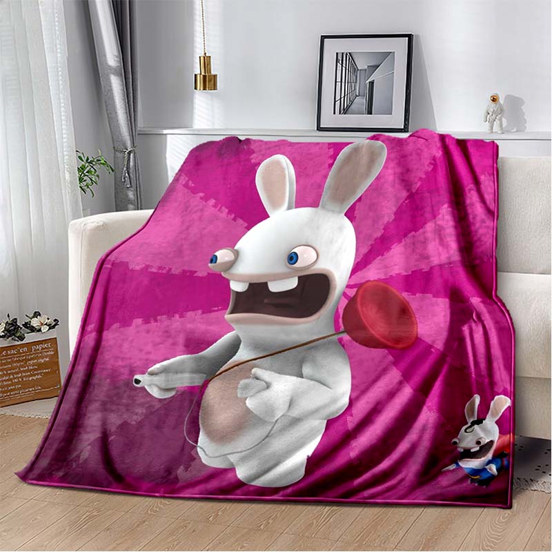 Coperta in Flanella con Stampa Raving Rabbids, Portatile e Facile da Riporre, Morbido Copridivano/Copriletto, Regalo preferito per i Fan di Rayman.