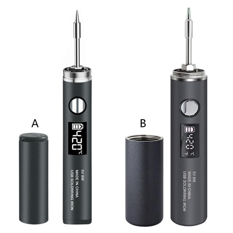 Adjustable Temperature Electric Soldering Iron USB Type C Charging Port Portable DIY Electronics Tool Replaceable Tip