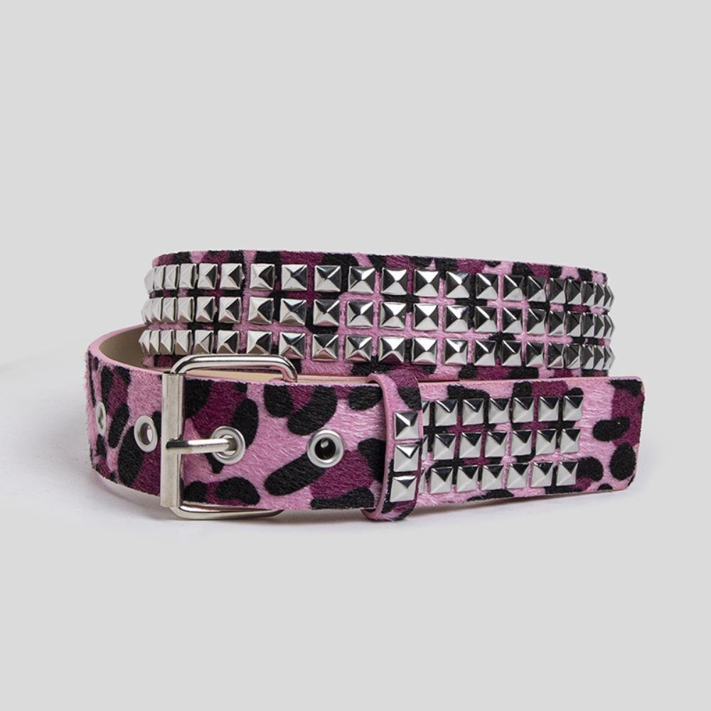 Casual Punk Waistband PU Leather Leopard Print Waist Strap Adjustable Metal Pin Buckle Waist Belts