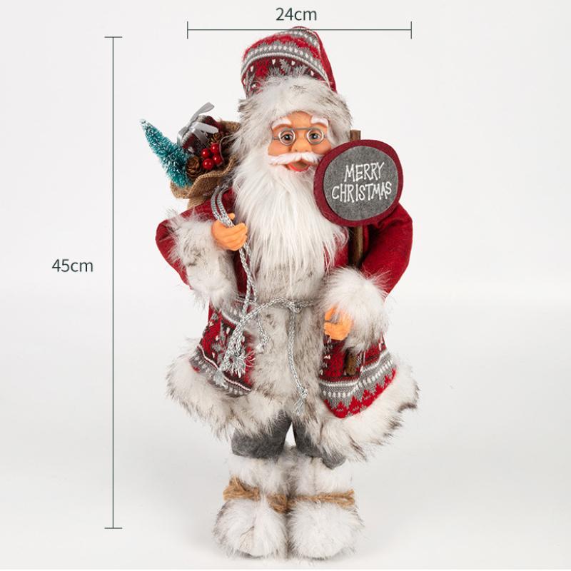 Christmas Decorations pink Santa Claus Dolls Standing Christmas Figurine Holiday Decoration Ornaments Layout Window Decoration