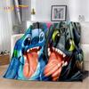 Coperta morbida in flanella con Stitch mostro cartone animato, Coperta da lancio Coperta comoda per picnic Letti Divano Casa Camera da letto Regalo Bambino