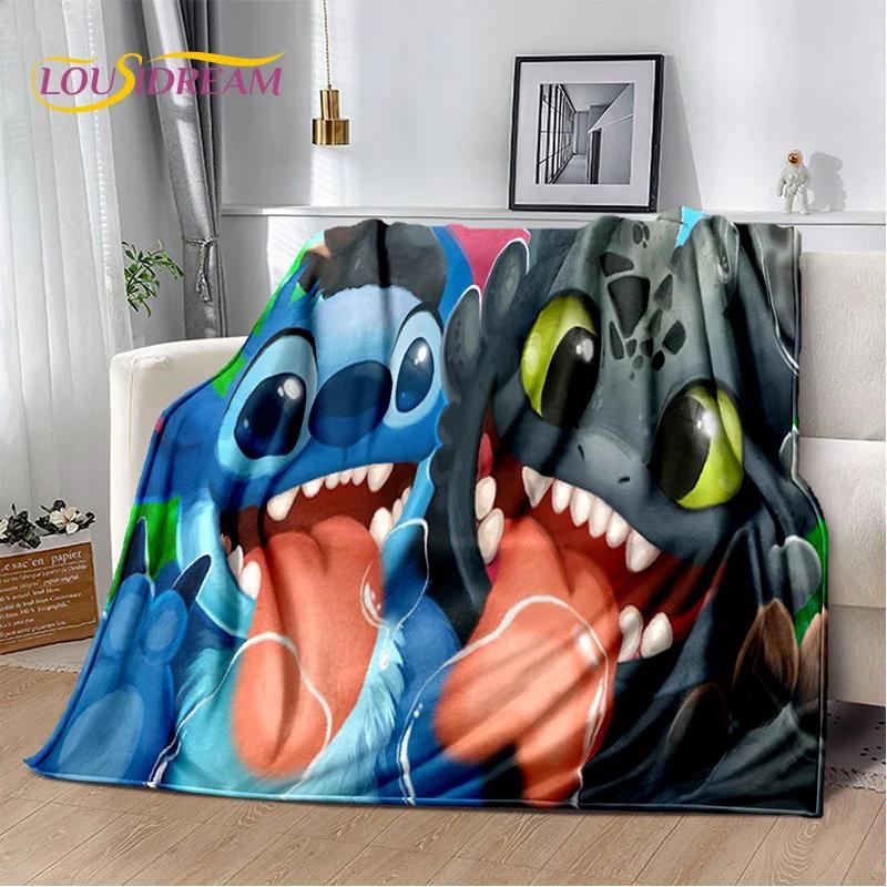 Coperta morbida in flanella con Stitch mostro cartone animato, Coperta da lancio Coperta comoda per picnic Letti Divano Casa Camera da letto Regalo Bambino