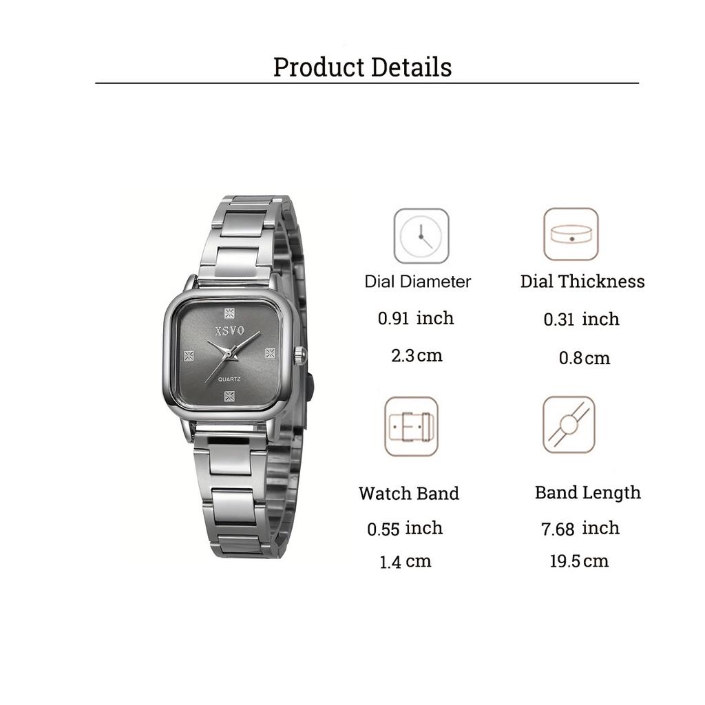 Fashion Light Luxury All-match Steel Band Square Dial Women's Quartz Watch, Suitable for Everyday Wear, Thanksgiving and Christm
