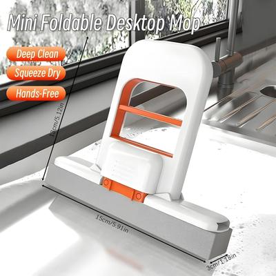 Mini Mop Self-Squeeze Desktop Duster Small Narrow Space Mop for Car Window Bathroom Dorm Dining Table Apartment Garage Tile