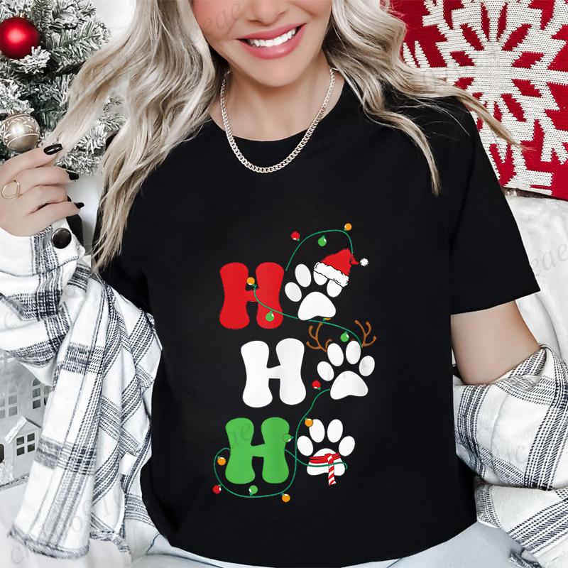 Women's T-shirt Short Sleeved Breathable Retro Round Neck Top Casual T-shirt Christmas Women's T-shirt