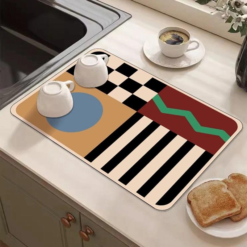 Kitchen Draining Mat Super Absorbent Tableware Pad Coffee Dish Drying Mat Sink Washstand Placemat Bathroom Kitchen Non-Slip Pad