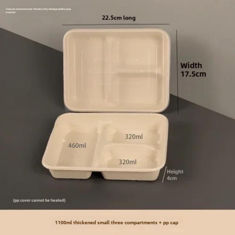 Caja de embalaje desechable para entrega dividida, 10 unidades, gran capacidad, papel de cuadrícula múltiple, cajas para el almuerzo, respetuosas con el medio ambiente, para microondas