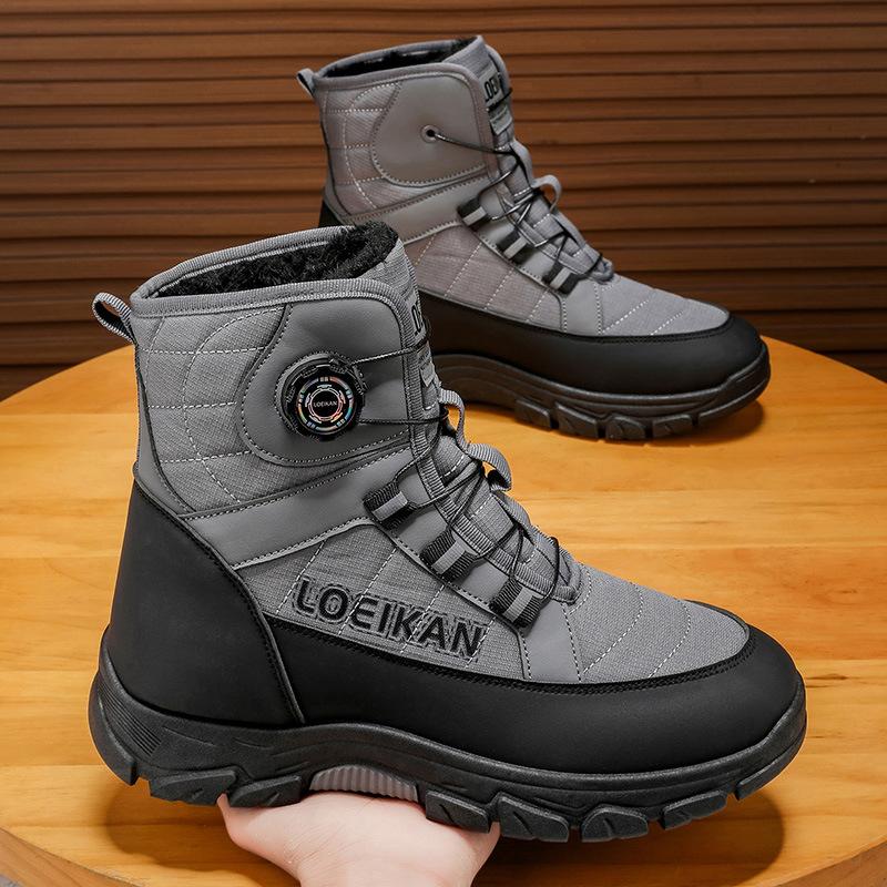 2025 Winter Shoes Mens Snow Boots Waterproof Warm Plush Flat Non-slip Fashion Brand Male Ankle Boots Mens Cotton Shoes Plus Size 47