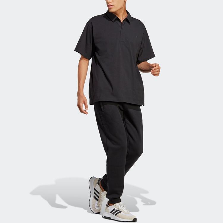 Adidas Originals Essentials Polo Shirt With Solid Logo Men Tops Black HR8677