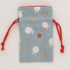 Hiranoya Amulet Bag, Drawstring Pouch, Power Stone, Salt, Bean Rabbit Design, Cute, Izumo Taisha Omotesando [Light Blue/Pink] (Light Blue)