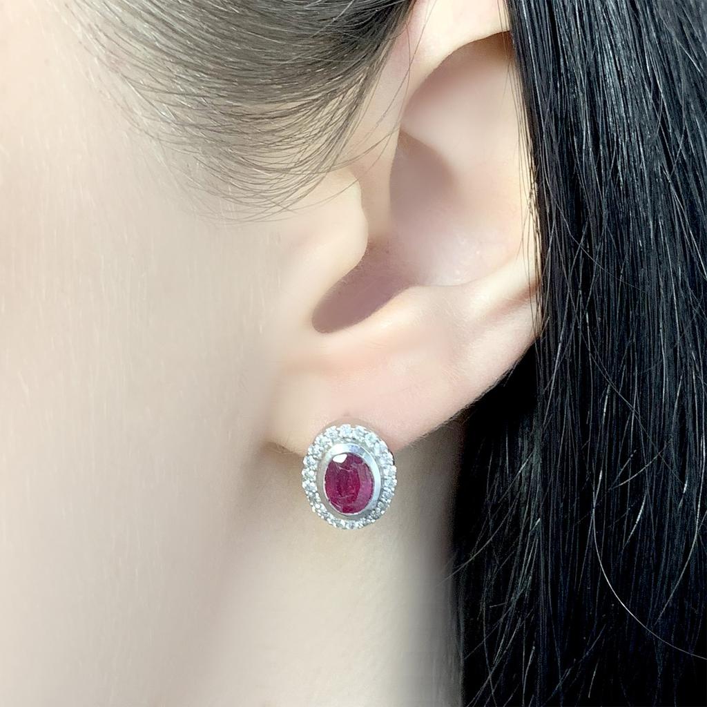 Stříbrné náušnice s přírodním rubínem 2,848ct (1088005)