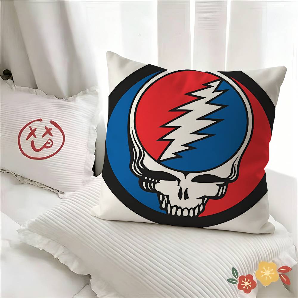 pc Band GgGrateful Logo Dead Pillow Case Fashion Square Pillowcase Bedroom Sofa Room Ins Decoration Leisure