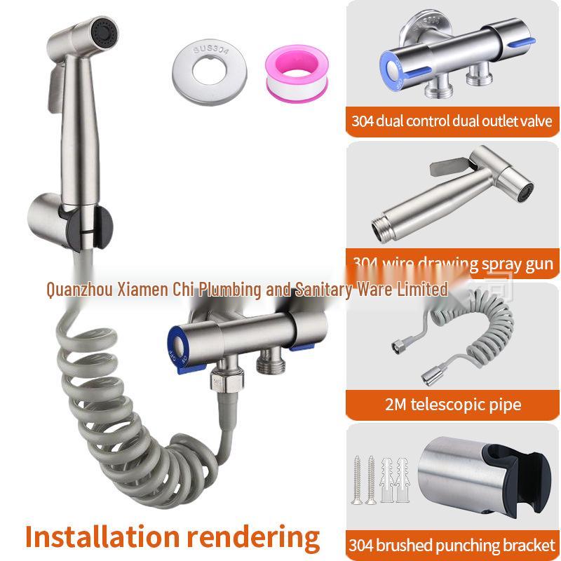 304 Stainless Steel High-Pressure Bidet Spray Gun for Toilets