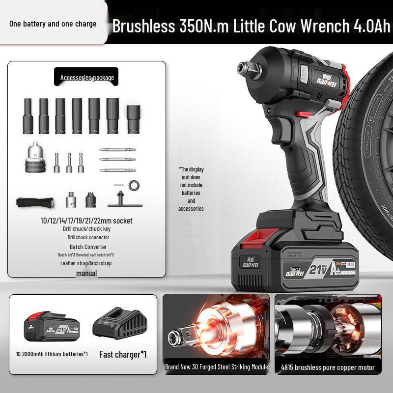 Nanwei Knight Series Brushless High Torque Impact Wrench with Lithium Battery for Auto Repair and Woodworking