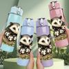 1PC Opossum Floral Portrait Art 750ml Color Plastic Sports Water Bottle Leakproof Flip Straw Lid Suitable for Sports Office Home Use