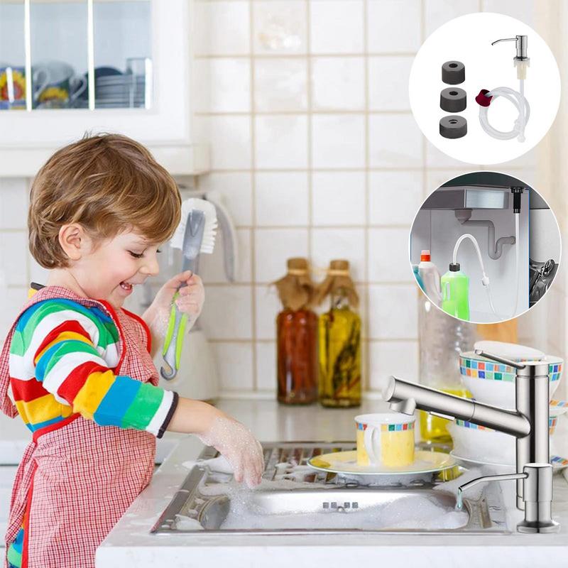 Edelstahl Küchenspüle Seifenspender Verlängerungsrohr Spülmittel Druckpumpenkopf Verlängerer Multifunktionale Spülbecken Zubehör