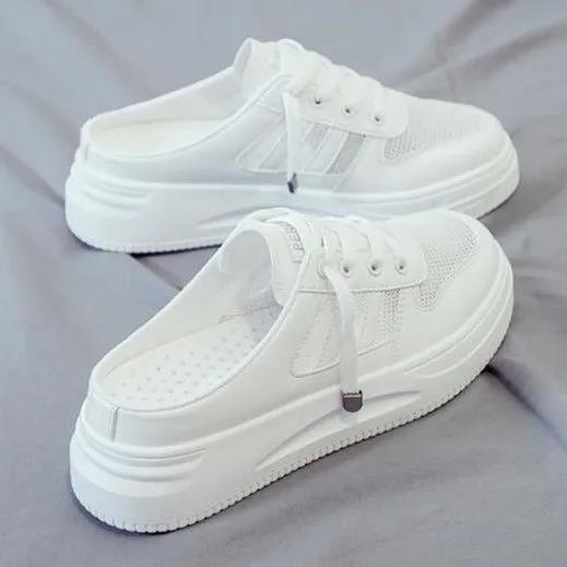 Sommersko for kvinner Plattform Fritidssko Hvite Slidesandaler