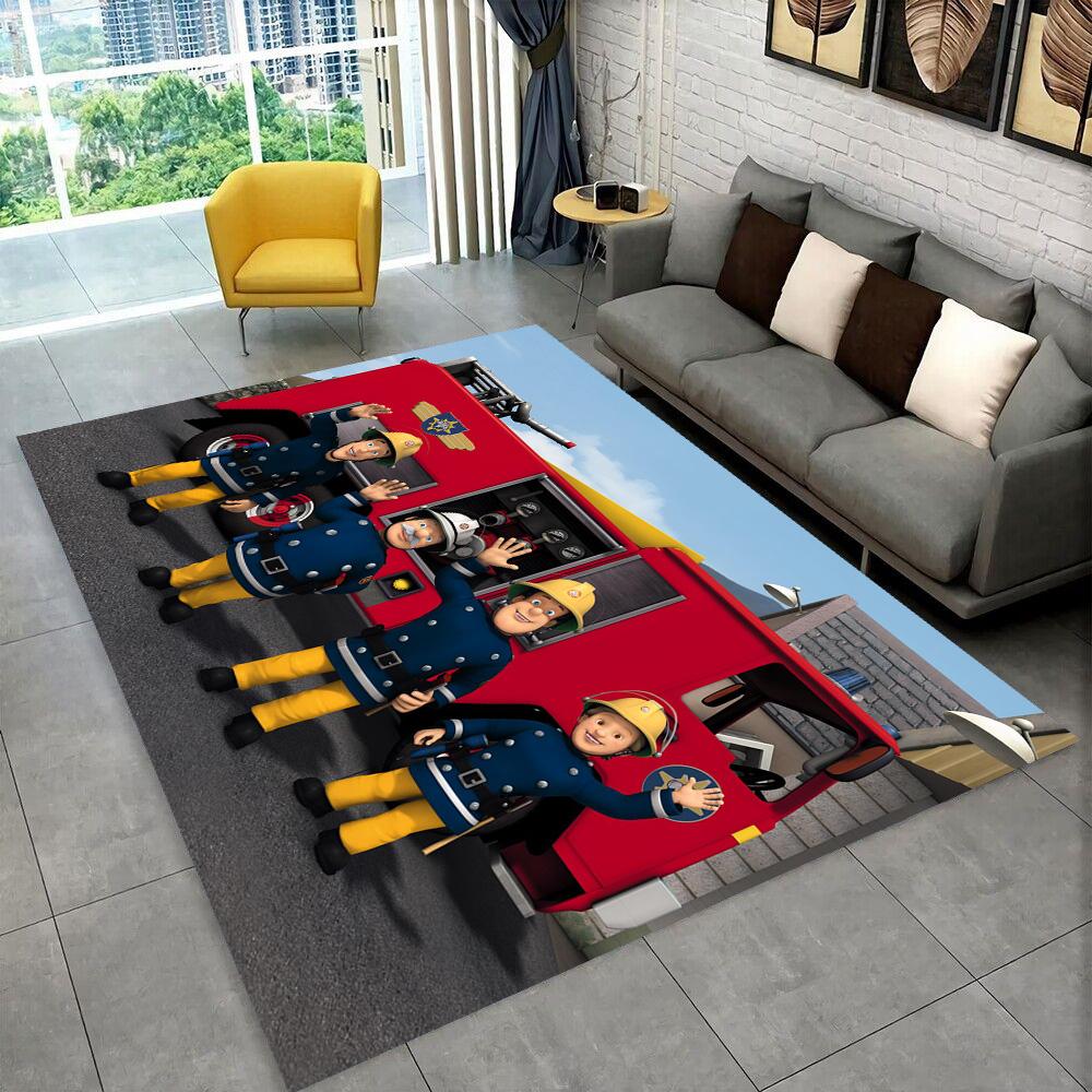 3D Classic Fireman Sam Child Cartoon Carpet Rug for Living Room Bedroom Home Sofa Decoration,Kids Play Non-slip Floor Mat Gift