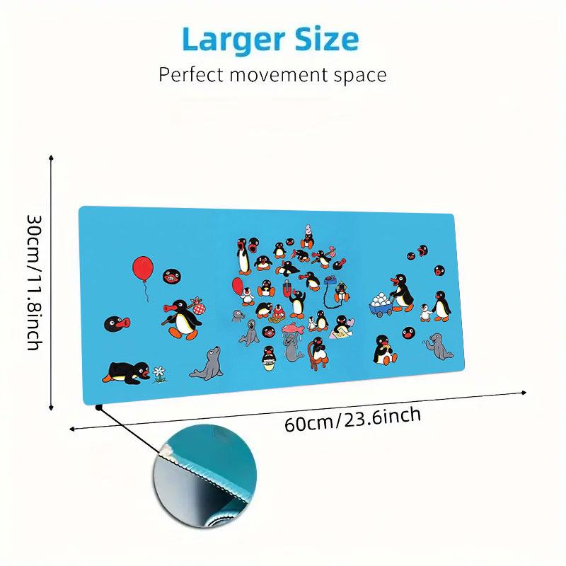 Penguin Party Adventure Large Size Mouse Pad Large Gaming Table Cushion Nonslip Laptop Tablet Big Mousepad Xxl Mat Mini Pc Playmat With Lock Edge