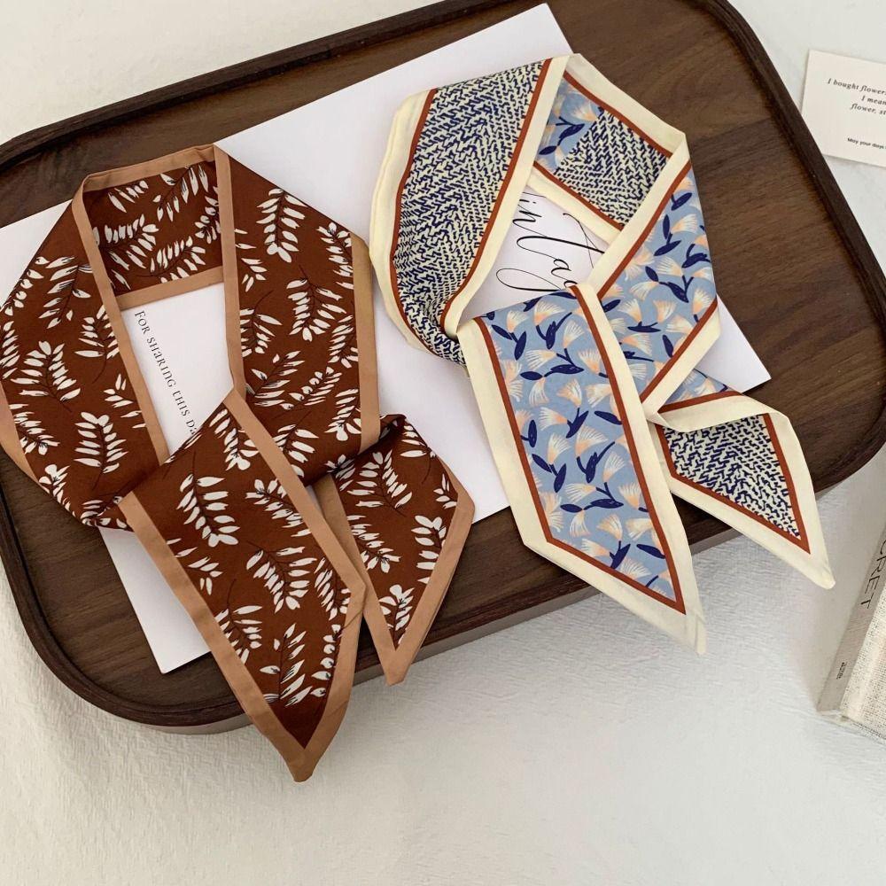 Luxury Neck Strap Long Hair Band Fashion Silk Scarves