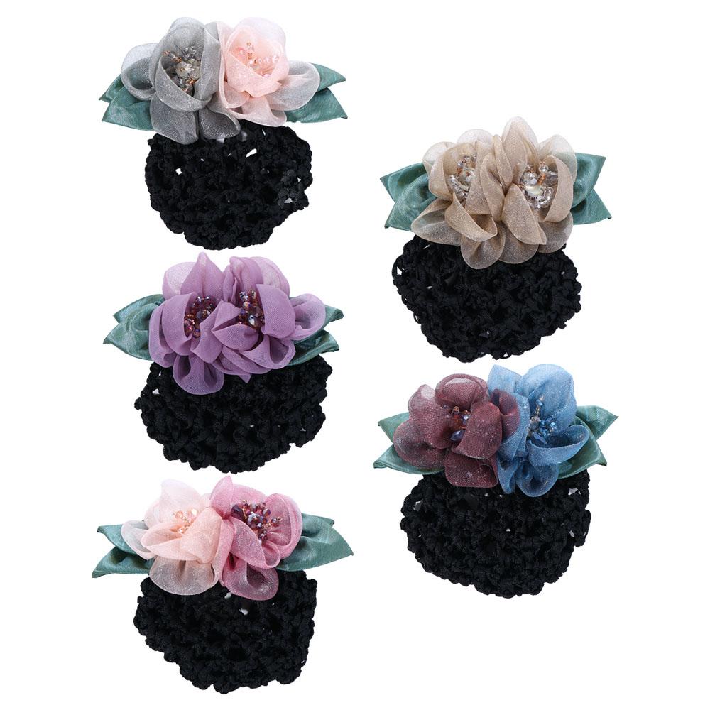 Gift For Mom Bank Staff Hair Accessories Flower Bun Net Snood Korean Style Headdress Women Hairpin