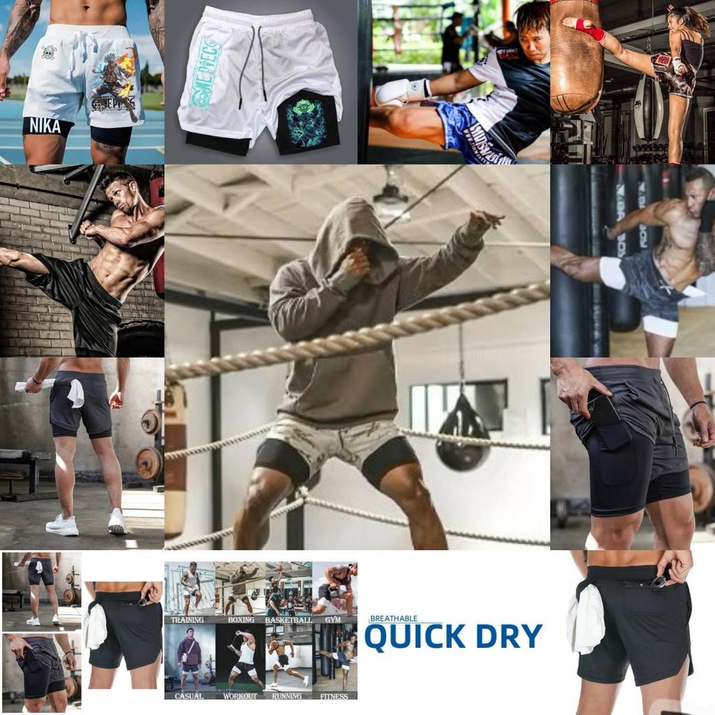 Muay Thai Kickboxing Boxing MMA UFC Onepiece Pirate Luffy Zoro Cartoon Animation Japan Shorts Unisex Workout Quick Dry Print Elastic Waist Training