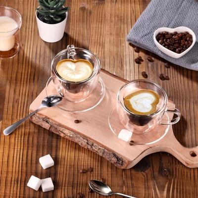 Double Layered Cup Heart-shaped Juice Cup Heat-resistant Small Tea Cup Heat-insulating Glass Cup Milk Juice for Home Coffee Mugs