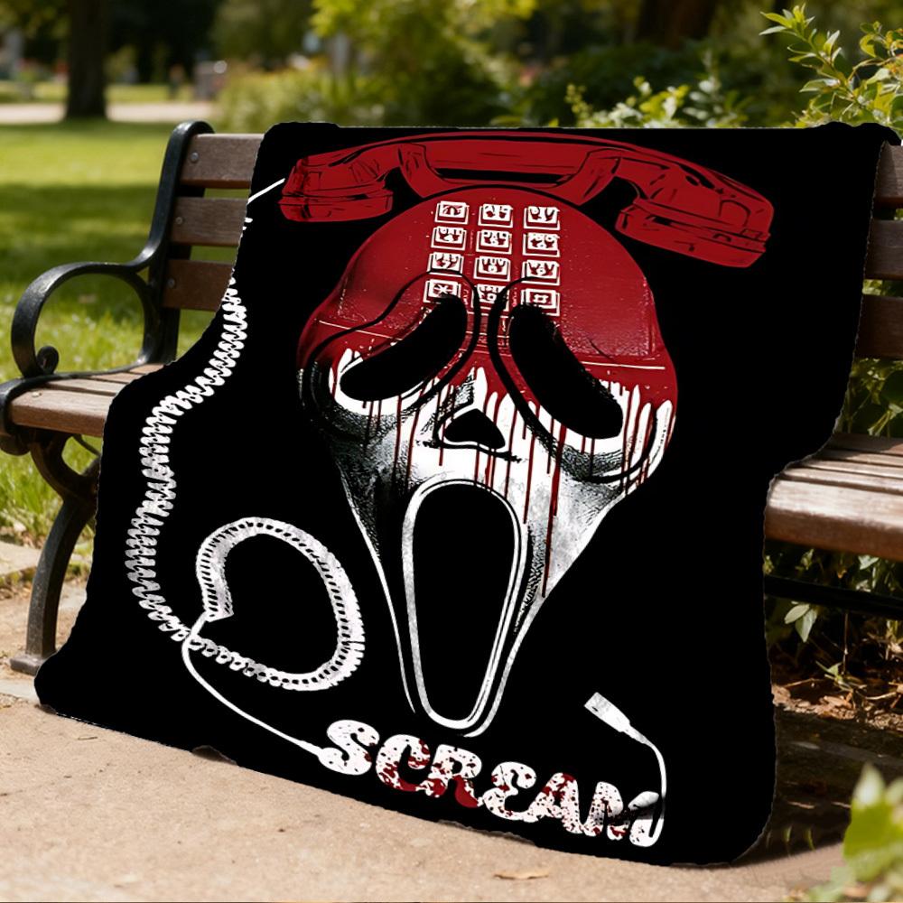 

1pc Scream Mask Outdoor Flannel Throw Blanket Soft, Cozy, Warm All Season, Machine Washable, 80x120cm