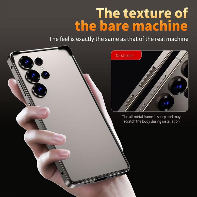 Titanium Metal TPU Frame Hybrid Armor Phone Case for Samsung Galaxy S26 Ultra S25 S24 Ultra Plus Lightweight Hard Bumper Anti Drop Protect Cover