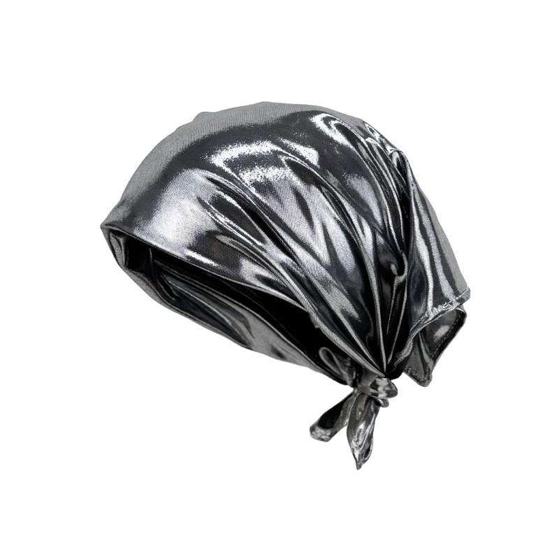 Retro Spicy Pu Leather Headscarf Hat Women Summer Y2K Square Scarf Hip-Hop Kerchief Korean Series Versatile Headband Hair Scarf