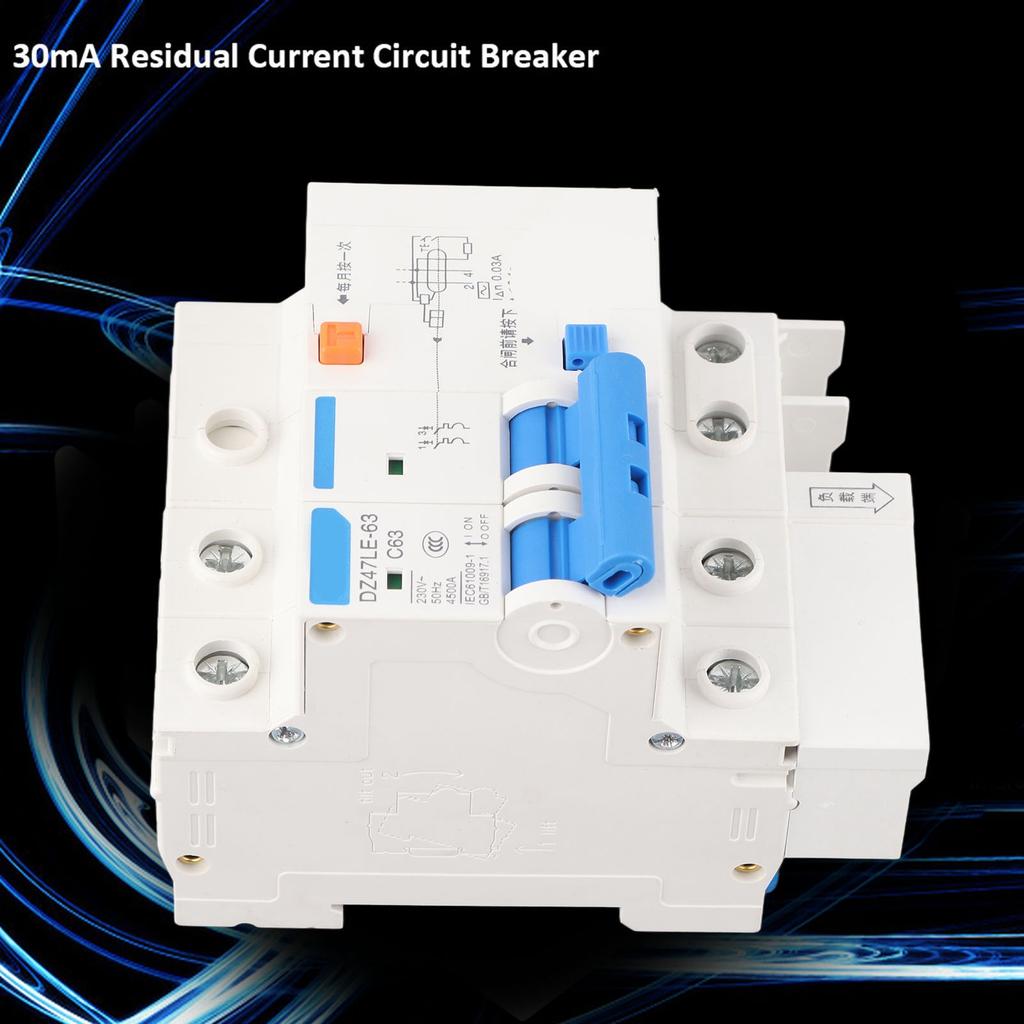 30 MA Leakage, 63 A Residual Current Circuit Breaker with RCCB 230 V, Overload, Short Circuit for Home, Technical Construction