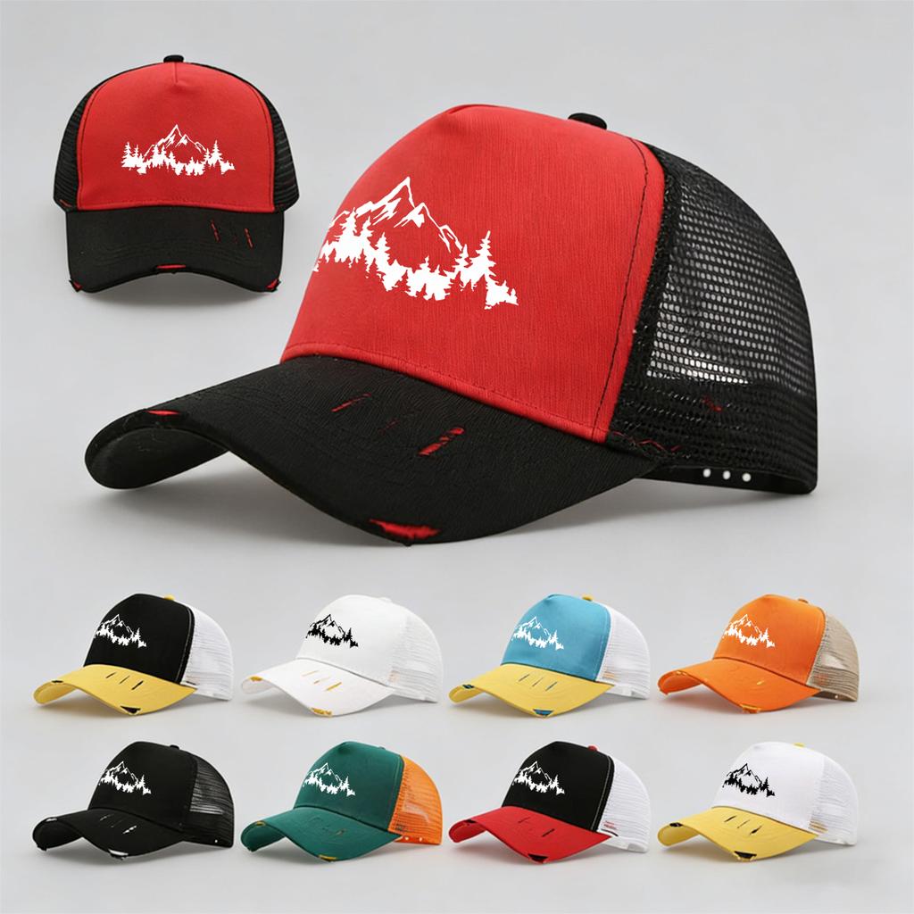 Unisex Adjustable Baseball Cap With 'Mountain' Pattern Print Design, Breathable Mesh Structure And Comfortable Fabric,Sports Hat