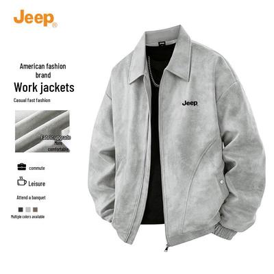 Men's Casual Suede-like Collared Jacket