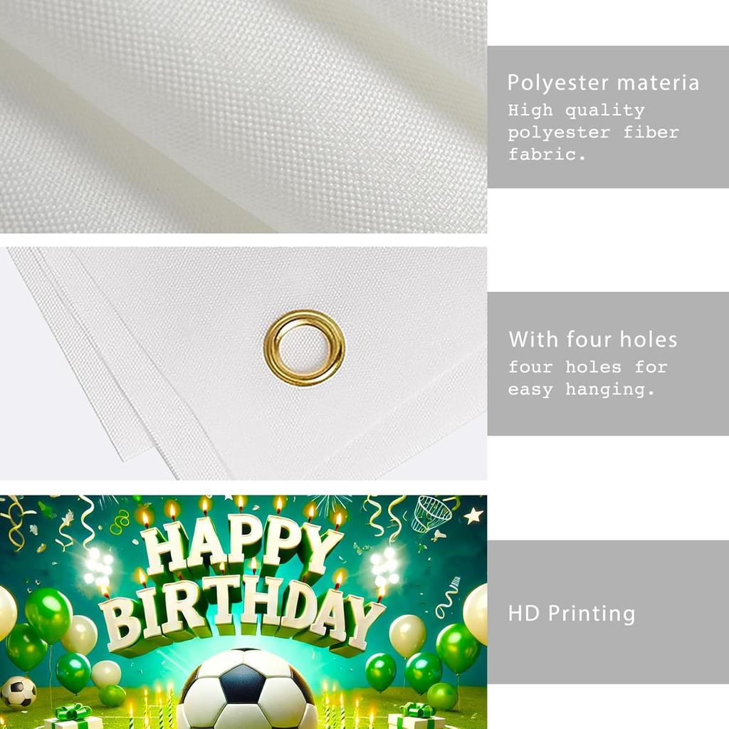 Nuxovilar Soccer Birthday Banner - Sports Theme Party Backdrop with Balls, 71x43 Inch Large Decor for Boys, Kids, Yard Sign, Reble Stadium Background