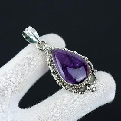 Amethyst Pendant, Natural Amethyst Gemstone Jewelry, 925 Sterling Silver Jewelry, Handmade Bohemian Jewelry Pendant, Unisex Pendant For Gift