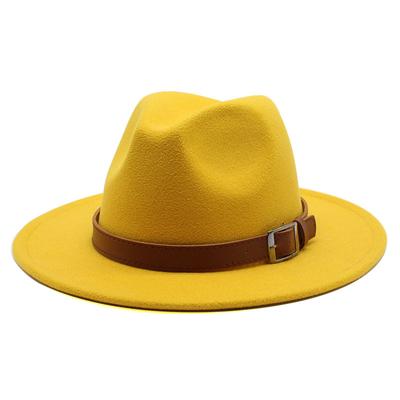 Woolen Top Hat Jazz Hat British Top Hat Big Brim Hat Men'S And Women'S Fashion Flat Brim Hat Felt Hat