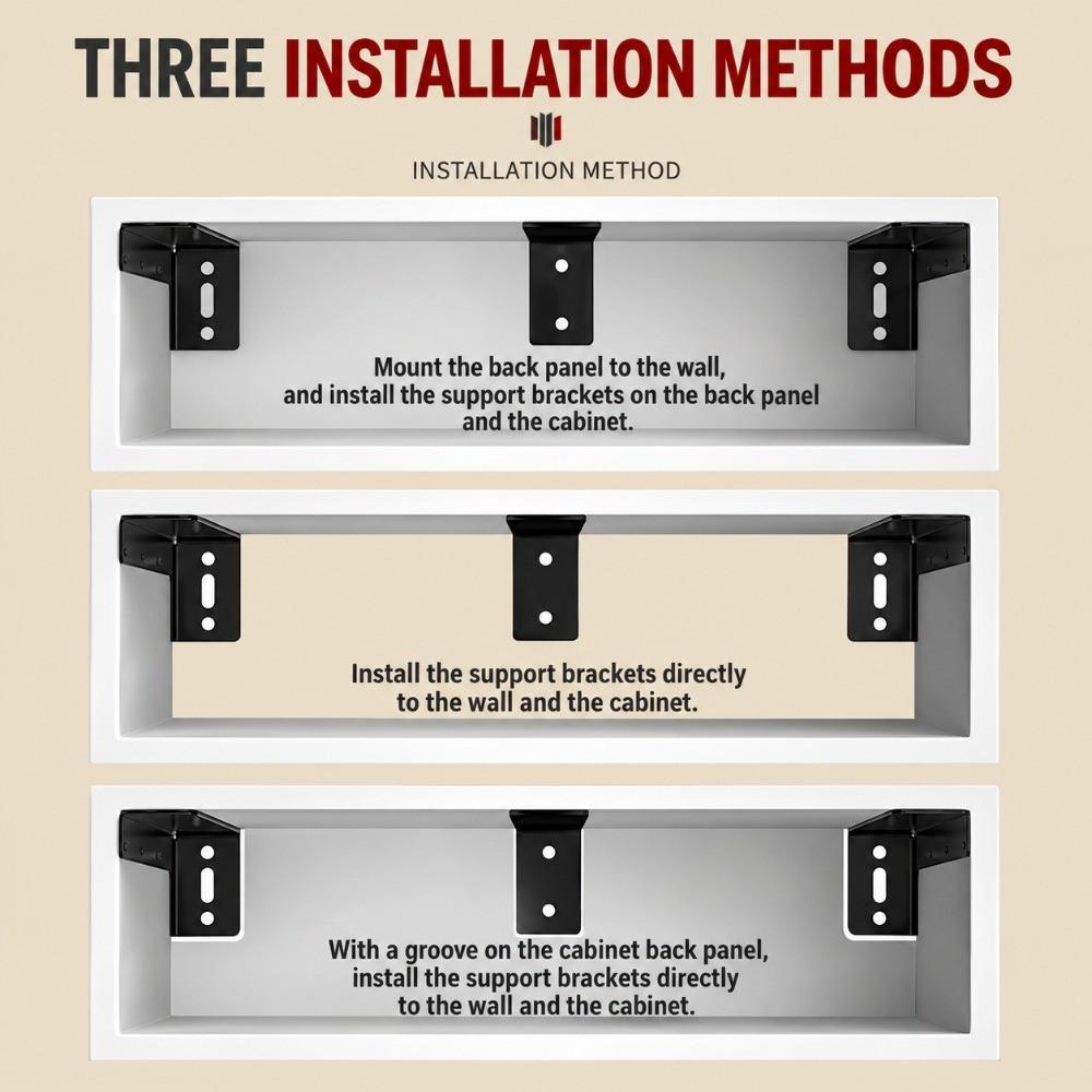 1 Pair Multi-size Floating Shelf Support Bracket 90 Degree Corner Brace Wall Mount Bathroom