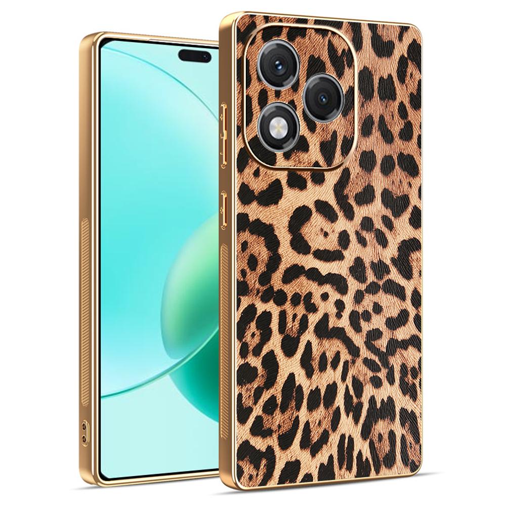 

For Honor 400 Lite 5G Case Leopard Print PU Leather Coated PC+TPU Electroplating Phone Cover A