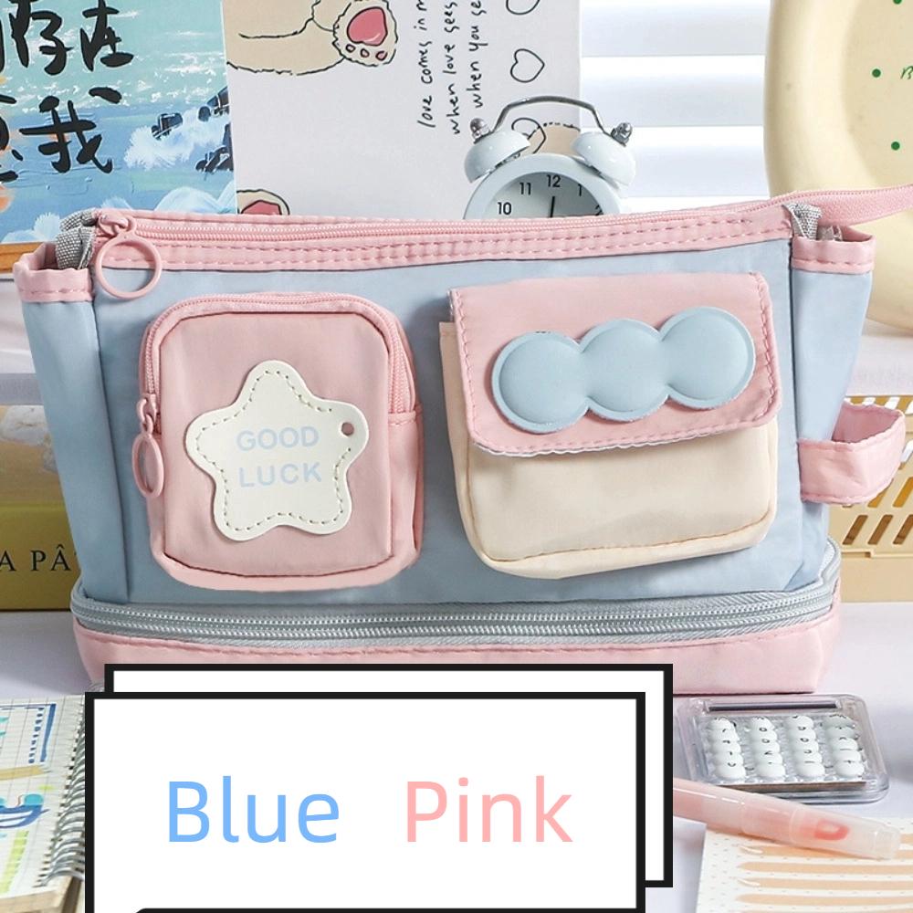 Multilayer Y2K Star Stationery Bag Desktop Storage Ins Pencil Pouch Korean Pencil Case  Office