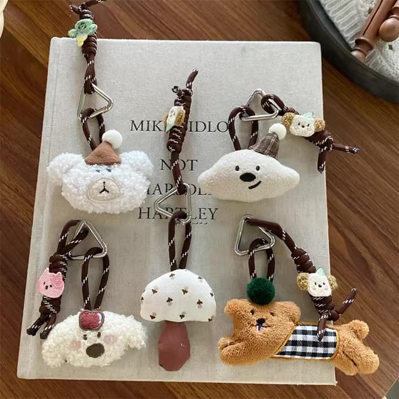 Bear Plush Toy Keychain Cartoon Rabbit/Dog Soft Stuffed Doll Pendant Car Key Ring Backpack Bag Decor Kid Gift