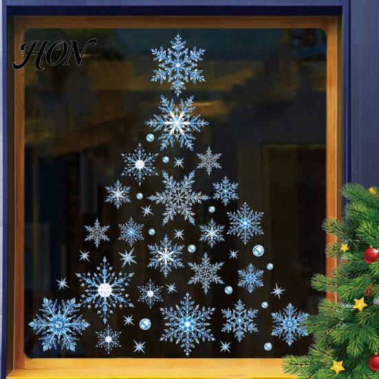 Snowflake Glass Decals 2 Sheets Christmas Static Sticker, Removable Winter Party Window Decor Cling, Waterproof Festive Decorative Decal Stickers