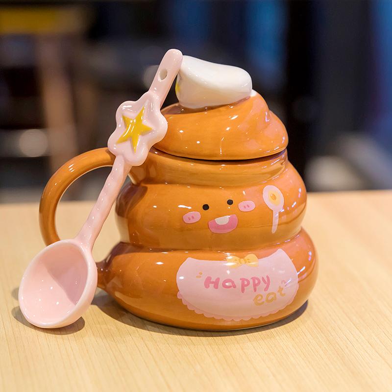 

Какашка Смешная Керамическая Чашка для Воды Подарок для Девочки Странная Чайная Чашка Абстрактная Инопланетная Кружка 401-500ml