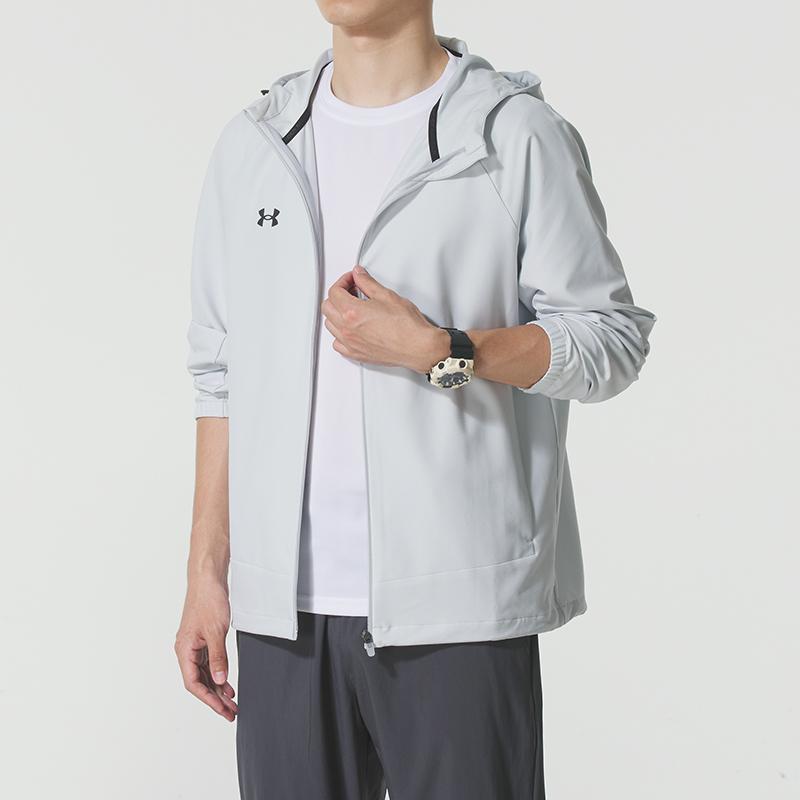 Under Armour Giacca con cappuccio antivento e resistente all'acqua, ampia, da esterno, per corsa e ciclismo, giacca unisex 25600401-014
